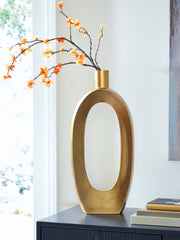 3 Brothers Decor - Ashley Furniture - Lawtonville Vase - Vase / Antique Gold Finish - A2000752