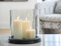 3 Brothers Decor - Ashley Furniture - Saskia Candle Holder - Candle Holder / Clear/Black - A2000846