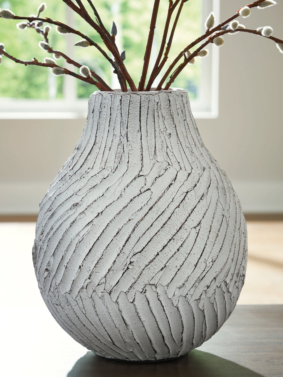 3 Brothers Decor - Ashley Furniture - Shelvie Vase - Vase / Distressed White - A2000849