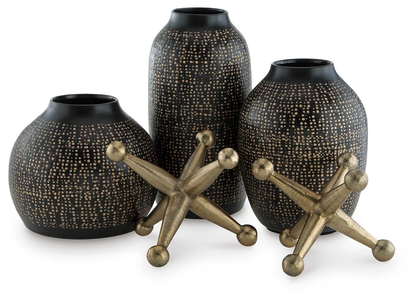3 Brothers Decor - Ashley Furniture - Vinburn Accessory Set (Set of 5) - Accessory Set (5/CN) / Black/Gold Finish - A2C00212