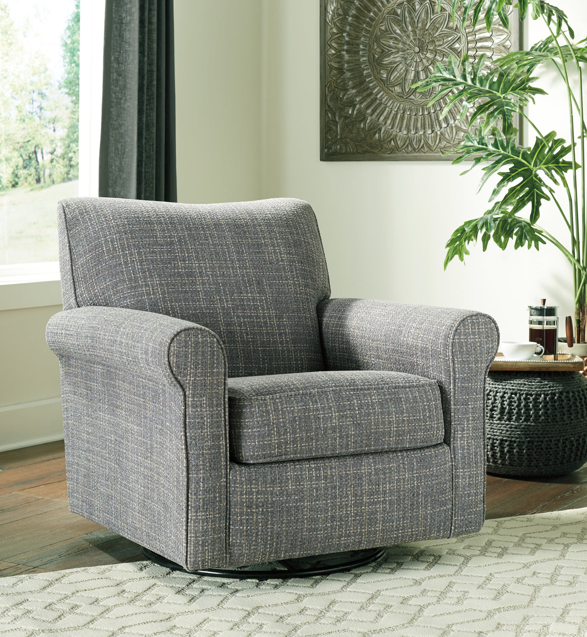 3 Brothers Decor - Ashley Furniture - Renley Accent Chair - Swivel Glider Accent Chair / Ash - A3000002