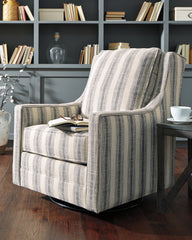 3 Brothers Decor - Ashley Furniture - Kambria Swivel Glider Accent Chair - Swivel Glider Accent Chair / Ivory/Black - A3000207