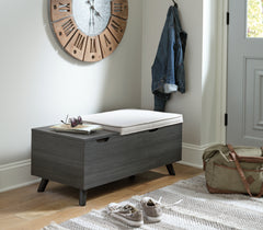3 Brothers Decor - Ashley Furniture - Yarlow Storage Bench - Storage Bench / Linen/Gray / 39"W x 19"D x 17"H - A3000321