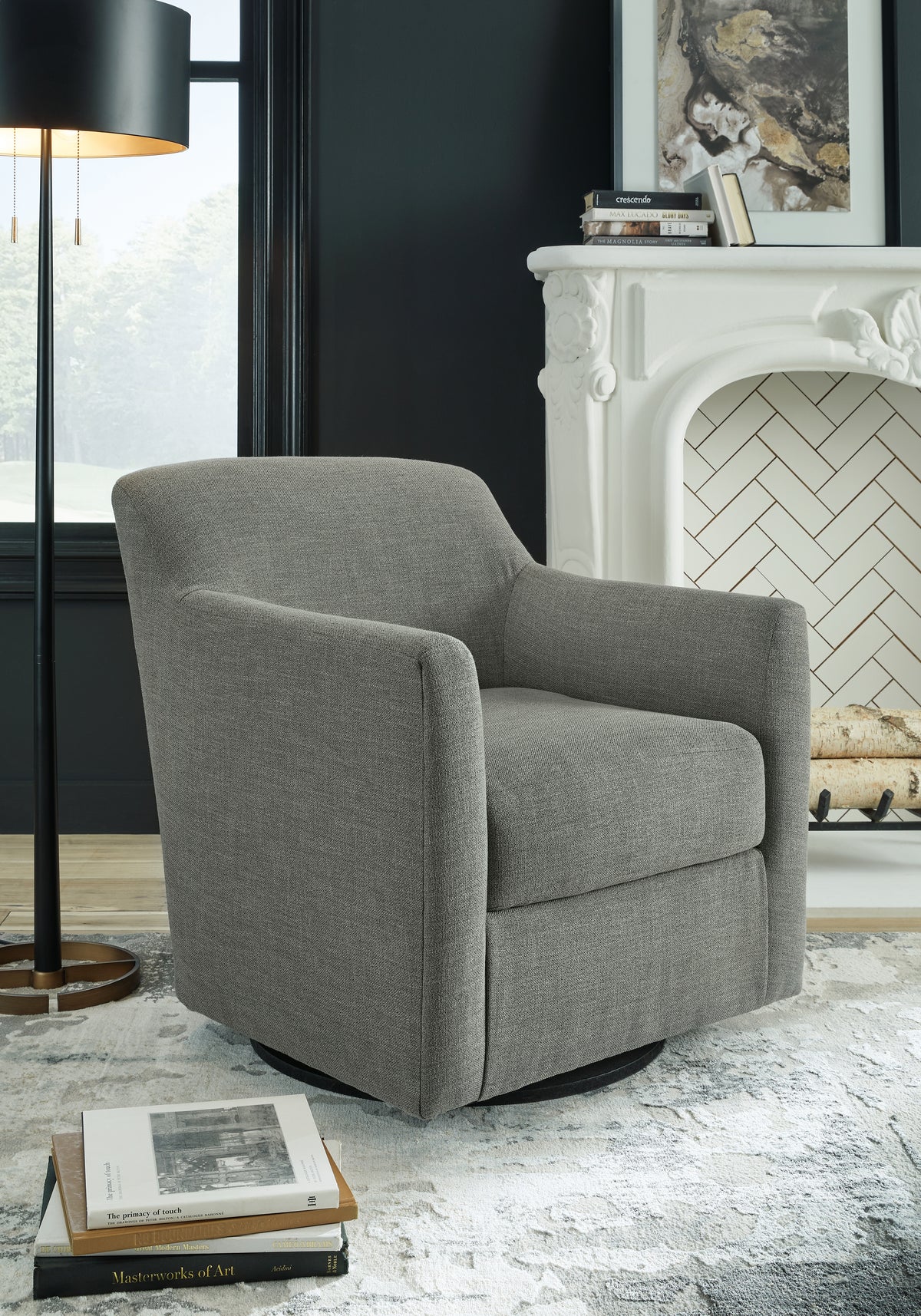 3 Brothers Decor - Ashley Furniture - Bradney Swivel Accent Chair - Swivel Accent Chair / Smoke - A3000326