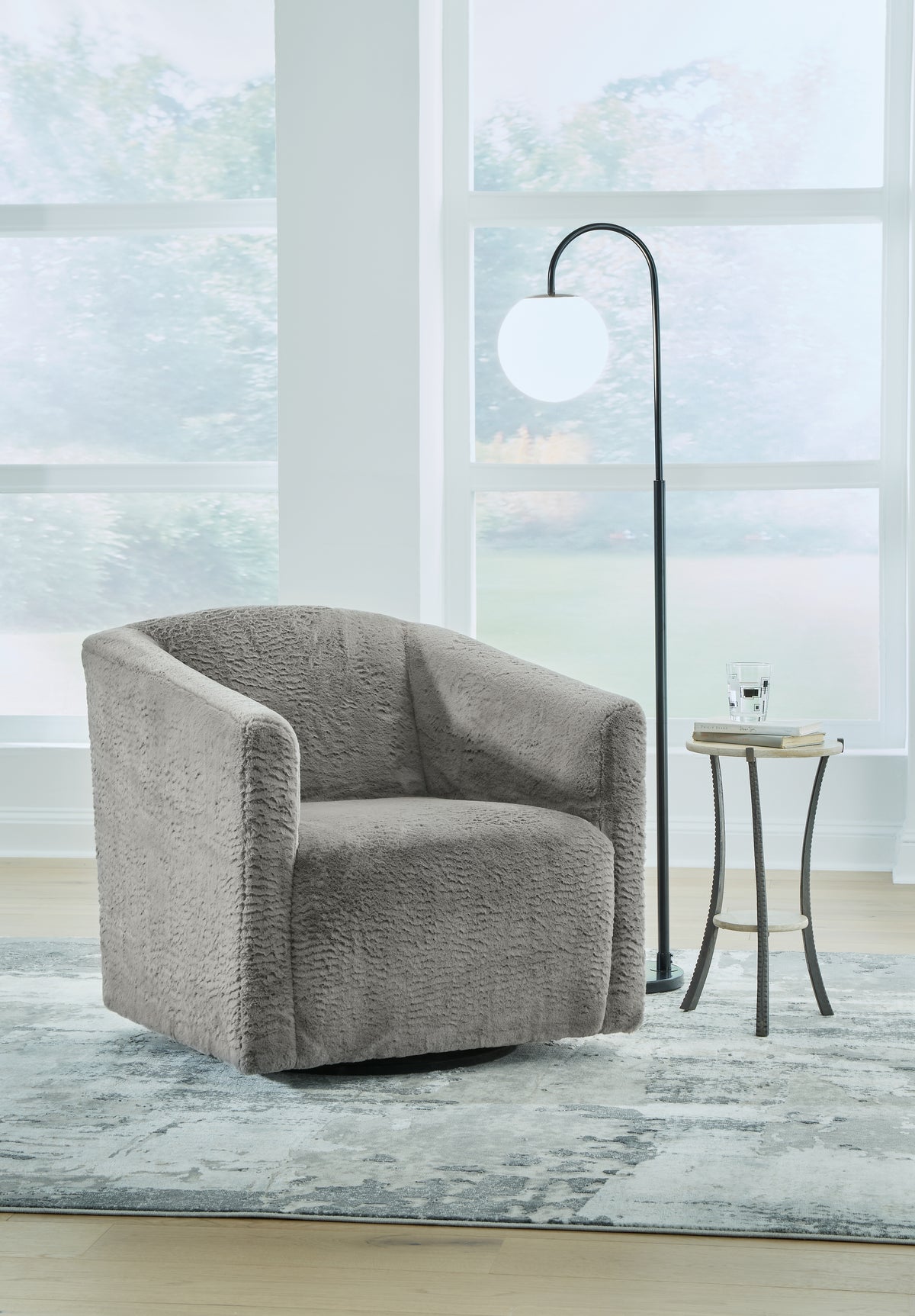3 Brothers Decor - Ashley Furniture - Bramner Accent Chair - Swivel Accent Chair / Charcoal - A3000330