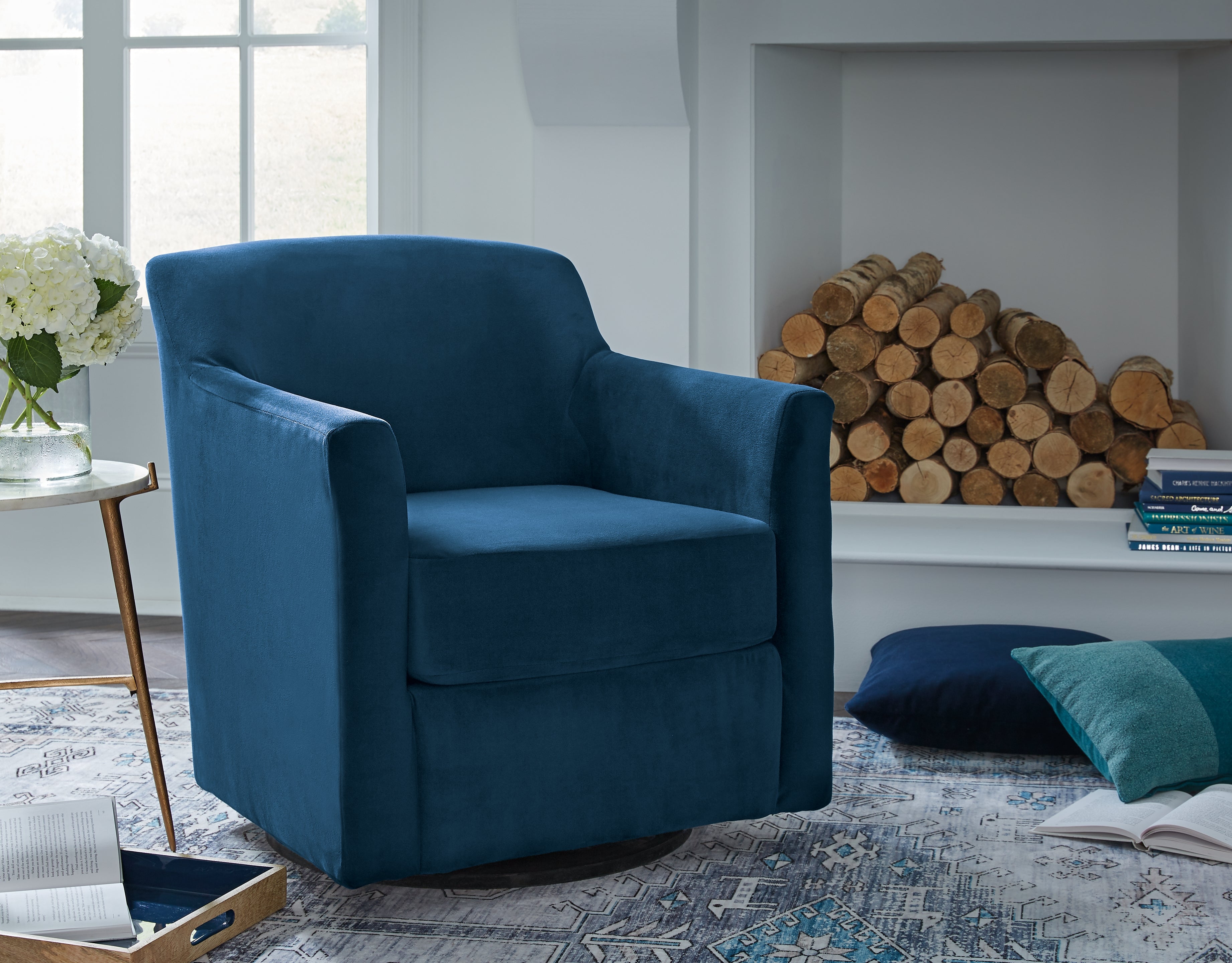 3 Brothers Decor - Ashley Furniture - Bradney Swivel Accent Chair - Swivel Accent Chair / Ink - A3000602