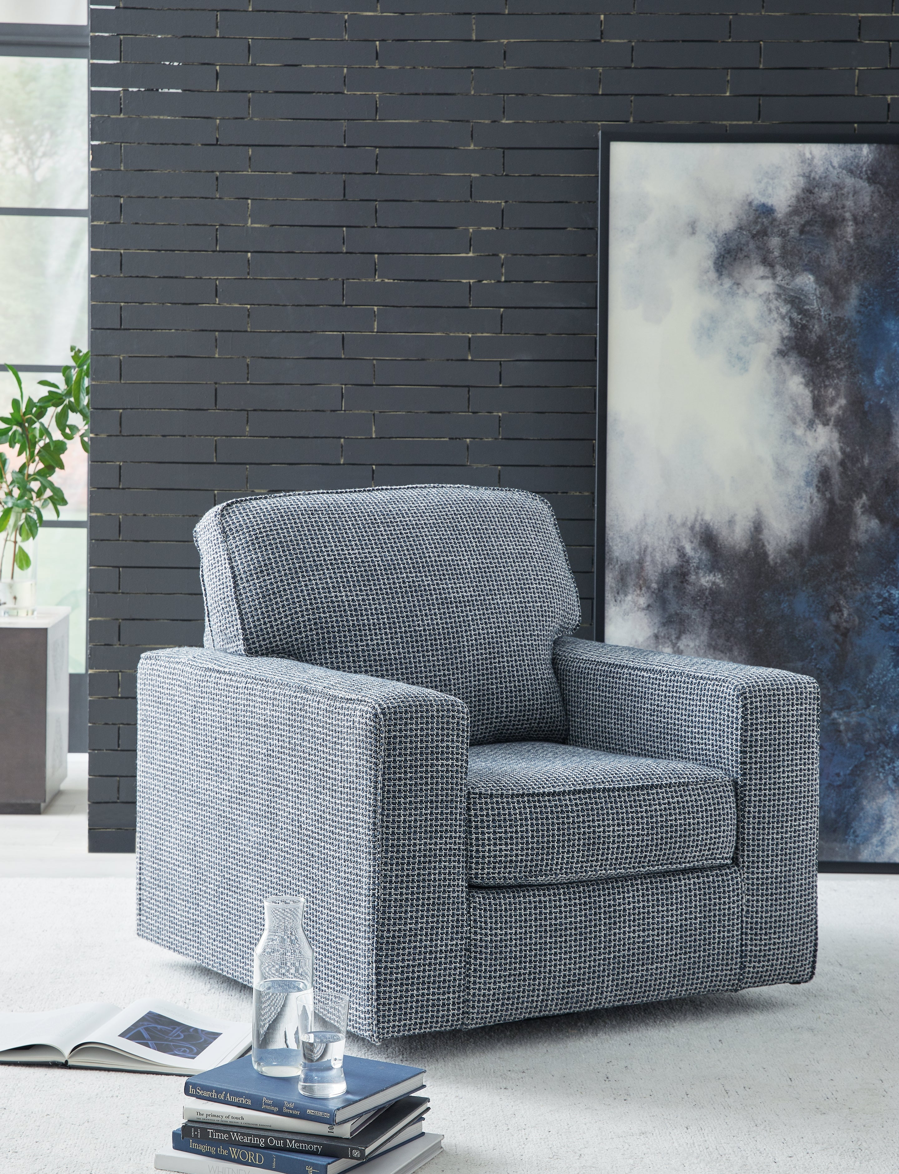 3 Brothers Decor - Ashley Furniture - Olwenburg Swivel Accent Chair - Swivel Accent Chair / Denim - A3000652