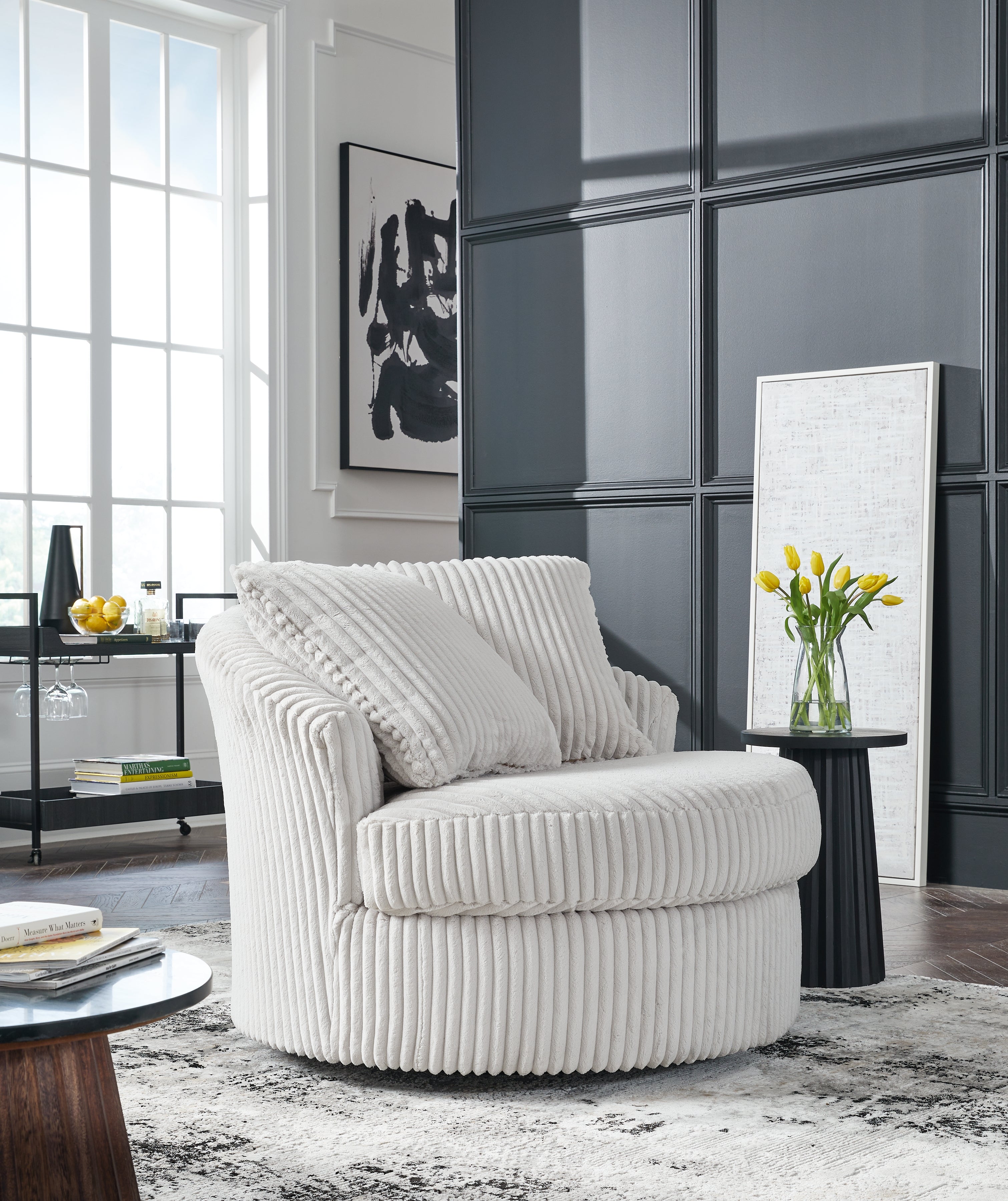 3 Brothers Decor - Ashley Furniture - Gramwell Swivel Accent Chair - Swivel Accent Chair / Alloy - A3000724