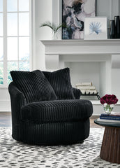 3 Brothers Decor - Ashley Furniture - Gramwell Swivel Accent Chair - Swivel Accent Chair / Onyx - A3000725