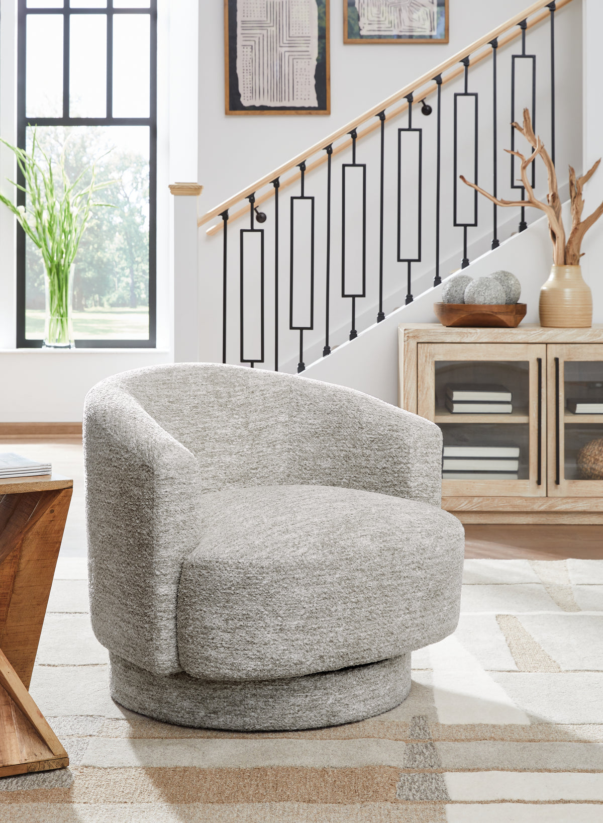 3 Brothers Decor - Ashley Furniture - Wardsor Swivel Accent Chair - Swivel Accent Chair / Stone - A3000731
