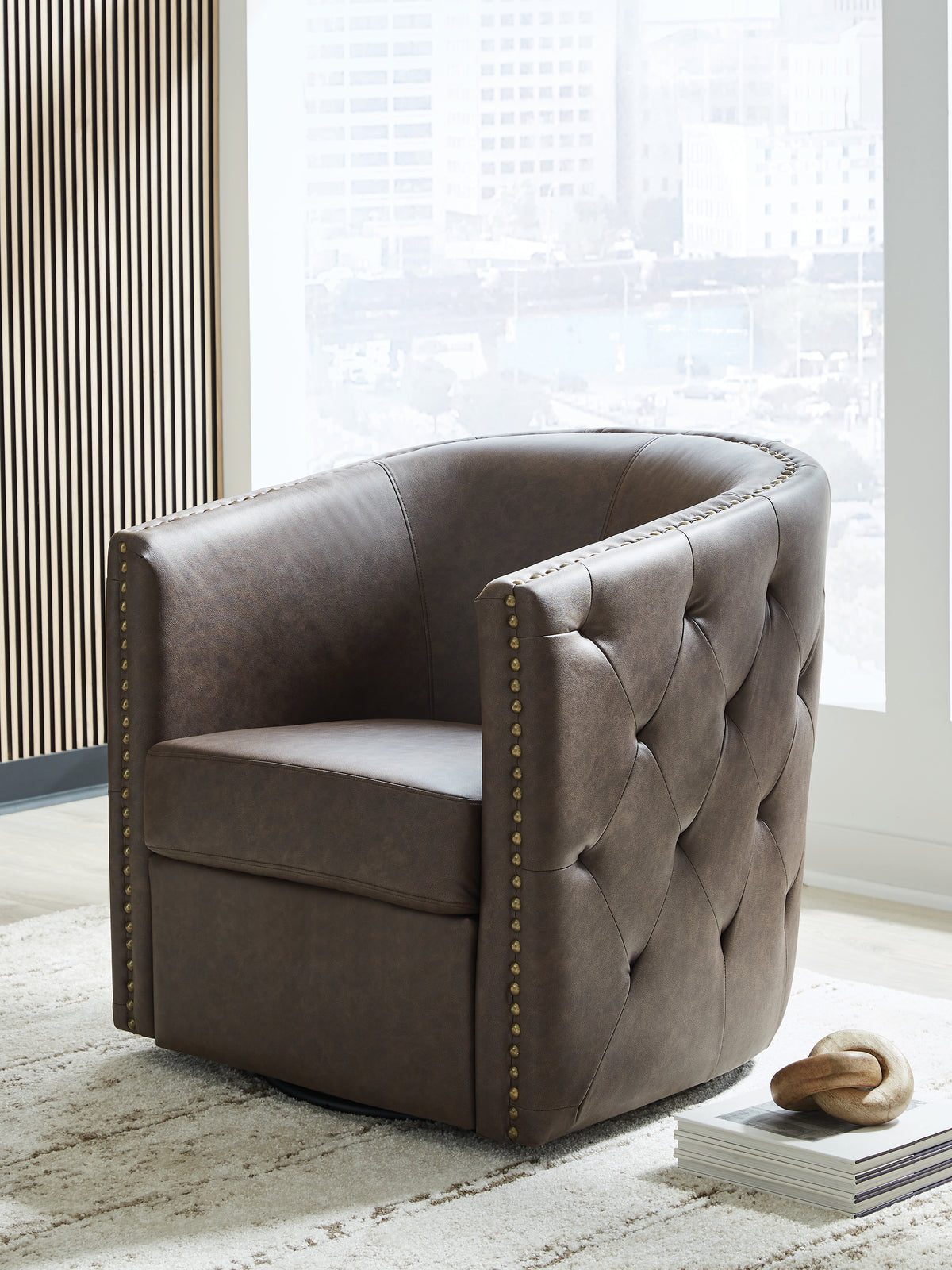 3 Brothers Decor - Ashley Furniture - Brentlow Swivel Accent Chair - Swivel Accent Chair / Granite - A3000741