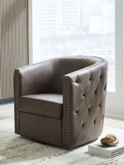 3 Brothers Decor - Ashley Furniture - Brentlow Swivel Accent Chair - Swivel Accent Chair / Granite - A3000741