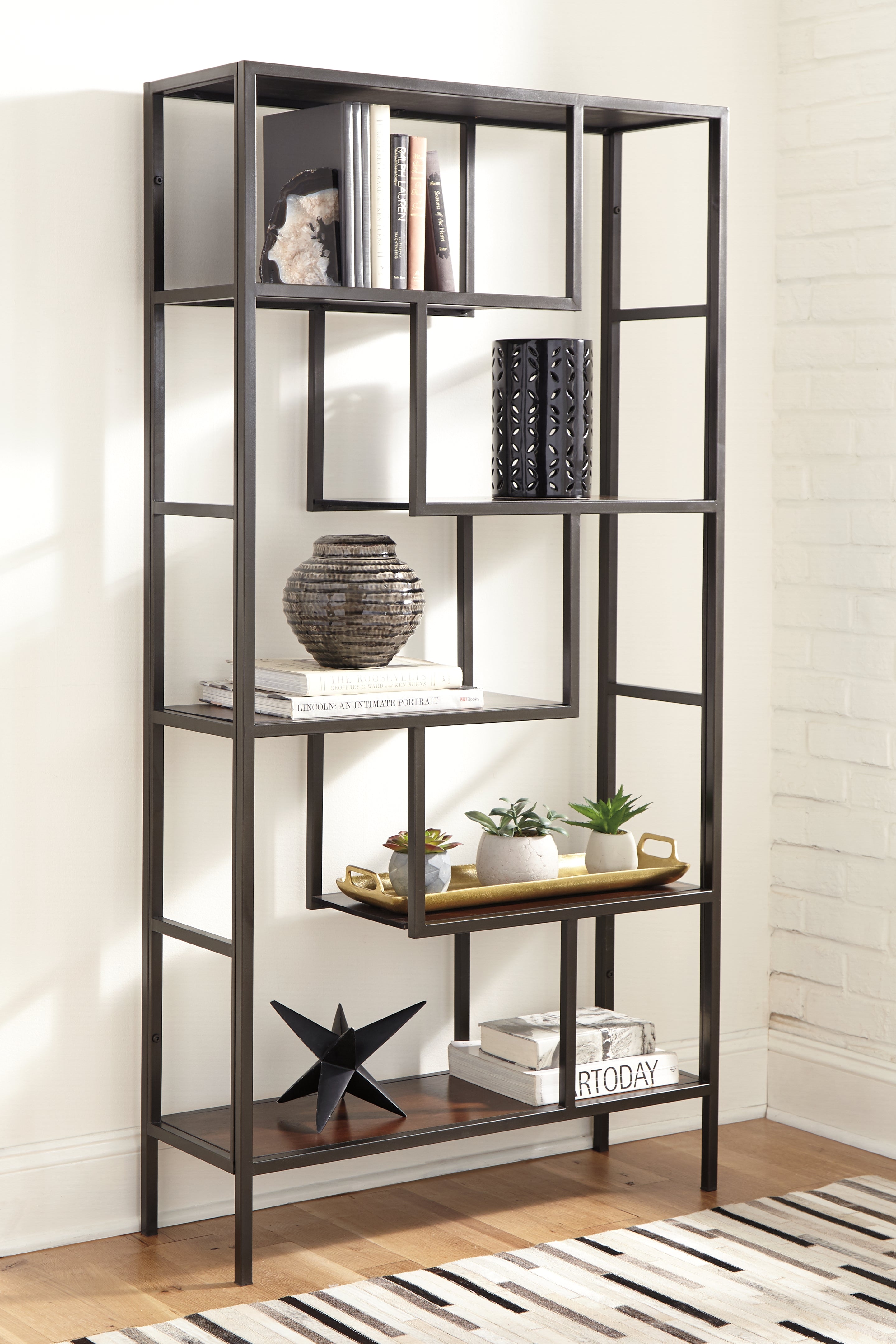 3 Brothers Decor - Ashley Furniture - Frankwell Bookcase - Bookcase / Brown/Black - A4000021
