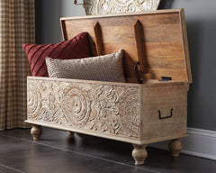 3 Brothers Decor - Ashley Furniture - Fossil Ridge Storage Bench - Storage Bench / Beige / 44"W x 17"D x 17"H - A4000039