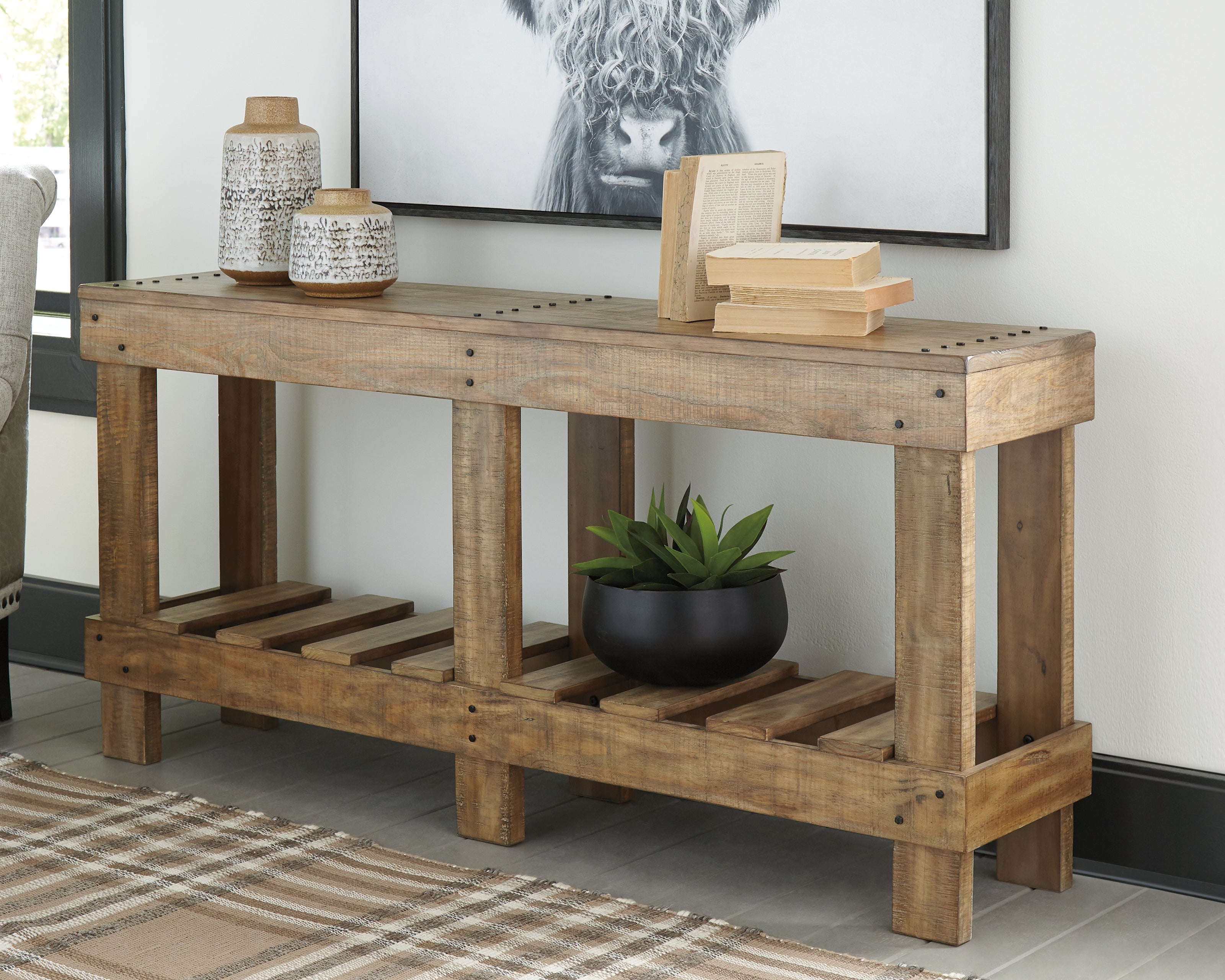3 Brothers Decor - Ashley Furniture - Susandeer Sofa/Console Table - Console Sofa Table / Brown - A4000219