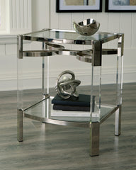 3 Brothers Decor - Ashley Furniture - Chaseton Accent Table - Accent Table / Clear/Silver Finish - A4000334