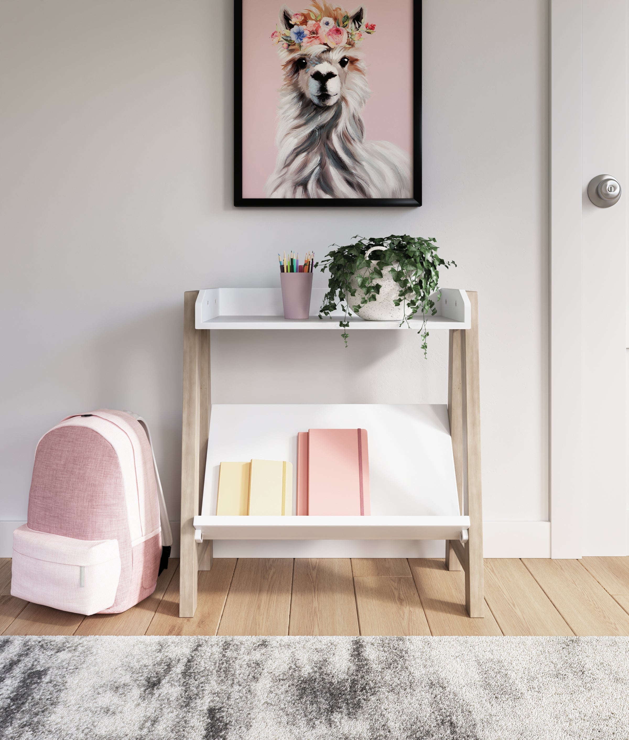 3 Brothers Decor - Ashley Furniture - Blariden Bookcase - Small Bookcase / White/Tan - A4000361