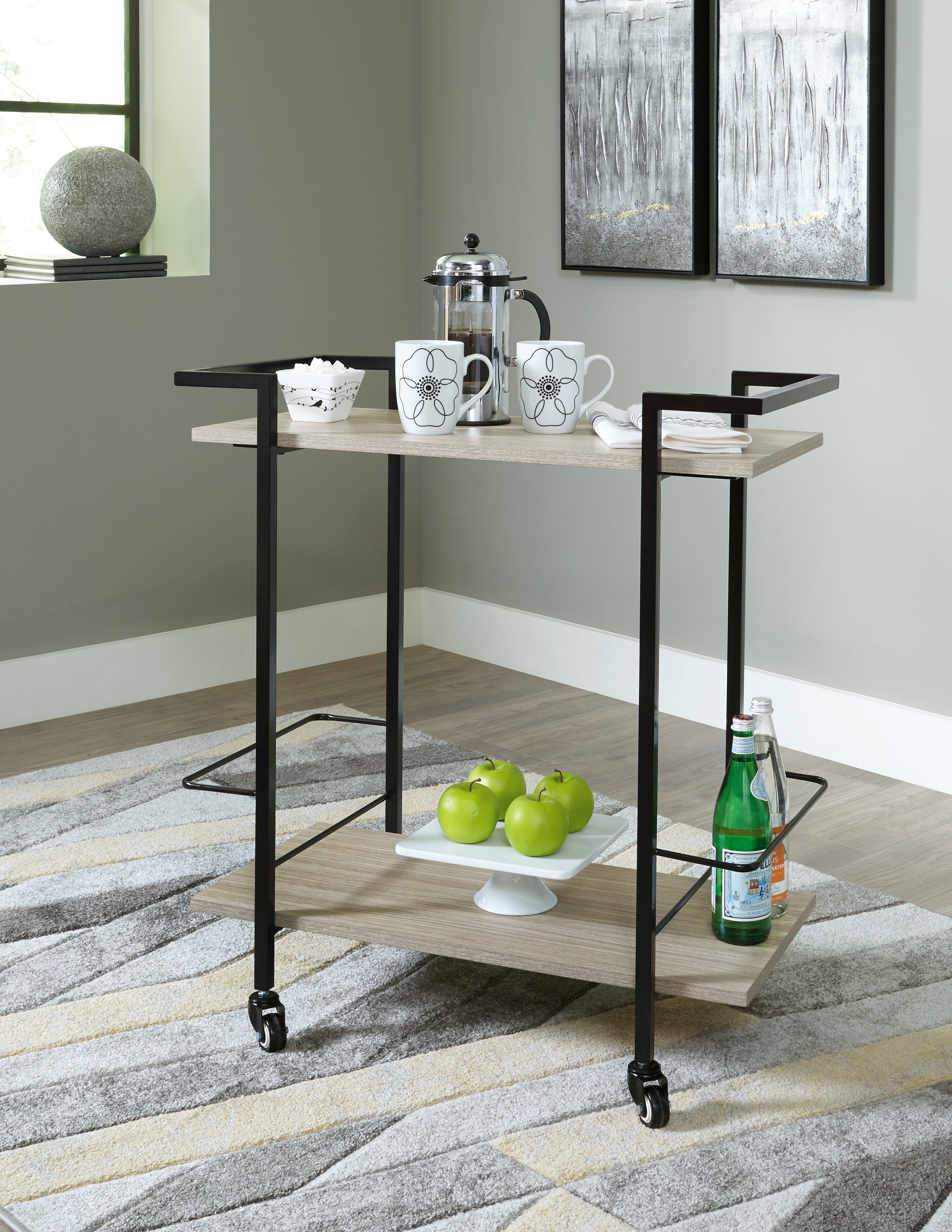 3 Brothers Decor - Ashley Furniture - Waylowe Bar Cart - Bar Cart / Brown/Black - A4000389