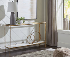 3 Brothers Decor - Ashley Furniture - Ryandale Console Sofa Table - Console Sofa Table / Antique Brass Finish - A4000443