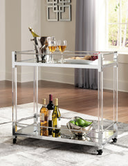 3 Brothers Decor - Ashley Furniture - Chaseton Bar Cart - Bar Cart / Clear/Silver Finish - A4000501