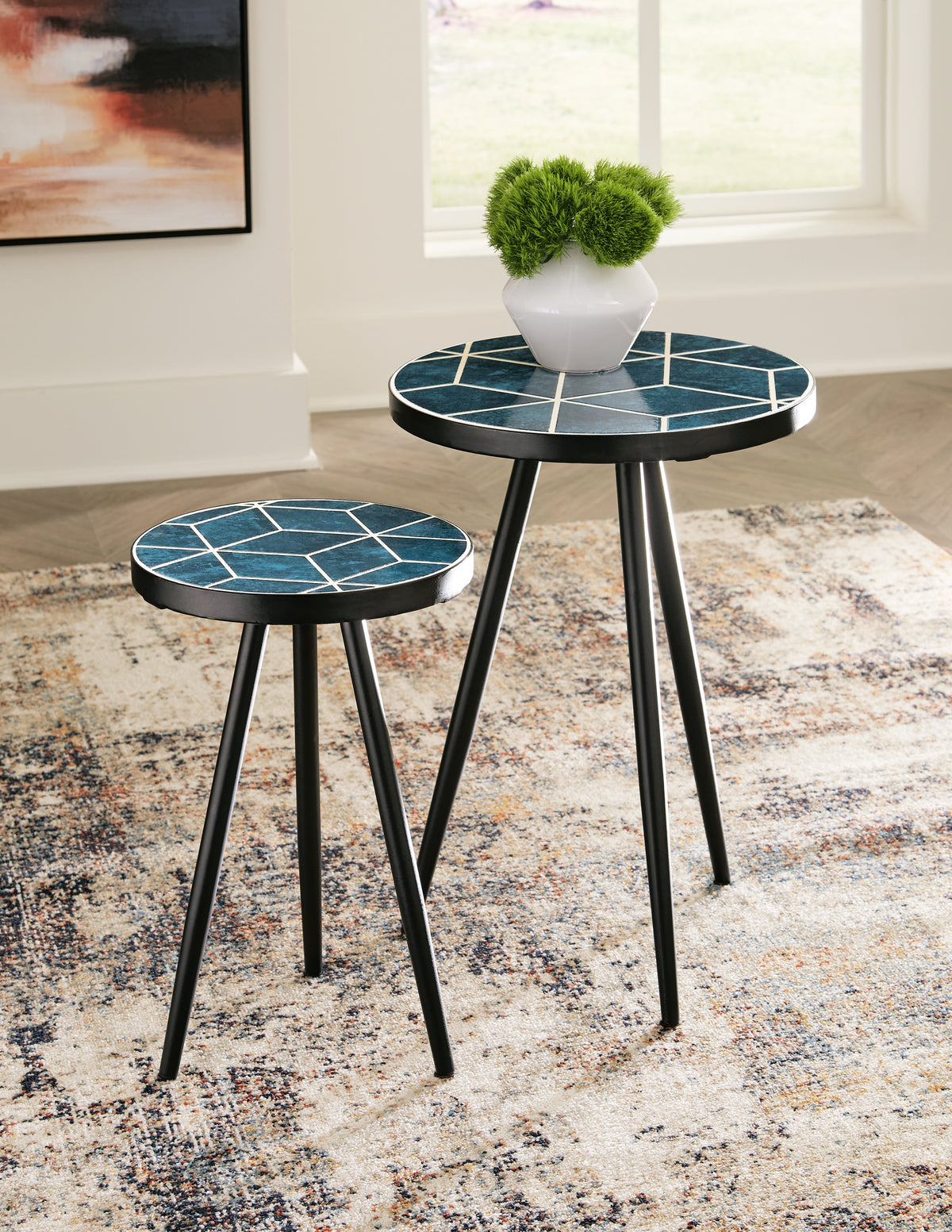 3 Brothers Decor - Ashley Furniture - Clairbelle Accent Table (Set of 2) - Accent Table (Set of 2) / Teal - A4000523