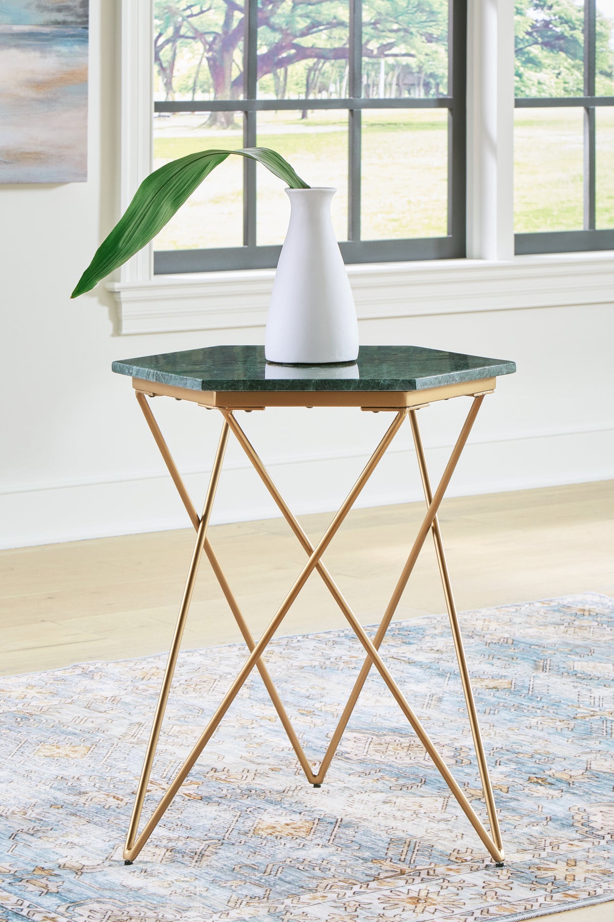 3 Brothers Decor - Ashley Furniture - Engelton Accent Table - Accent Table / Green/Gold - A4000526
