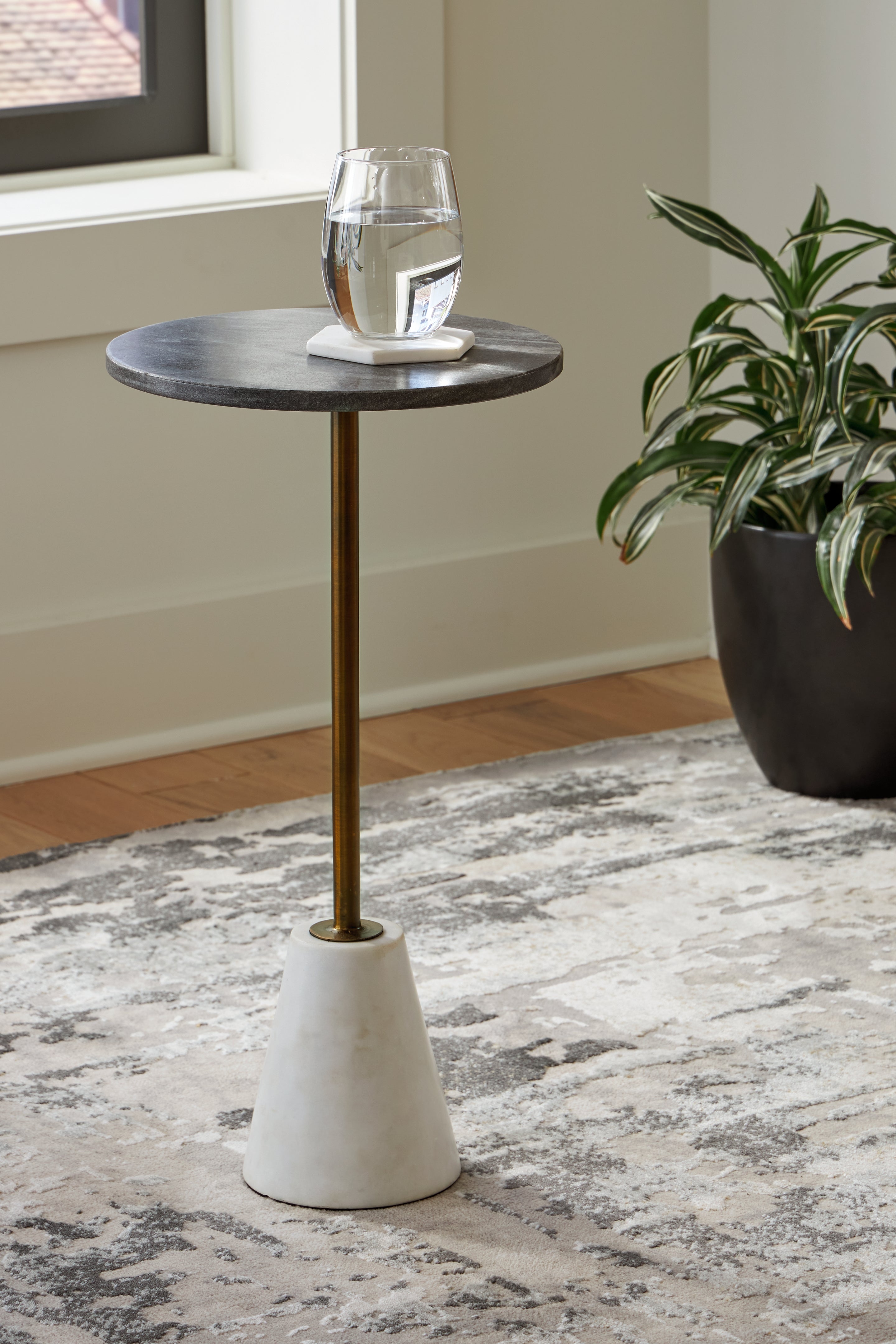 3 Brothers Decor - Ashley Furniture - Caramont Accent Table - Accent Table / Black/White/Gold Finish - A4000540