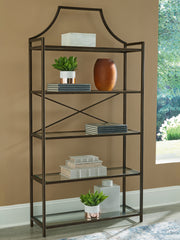 3 Brothers Decor - Ashley Furniture - Bernonly Bookcase - Bookcase / Antique Bronze Finish - A4000556