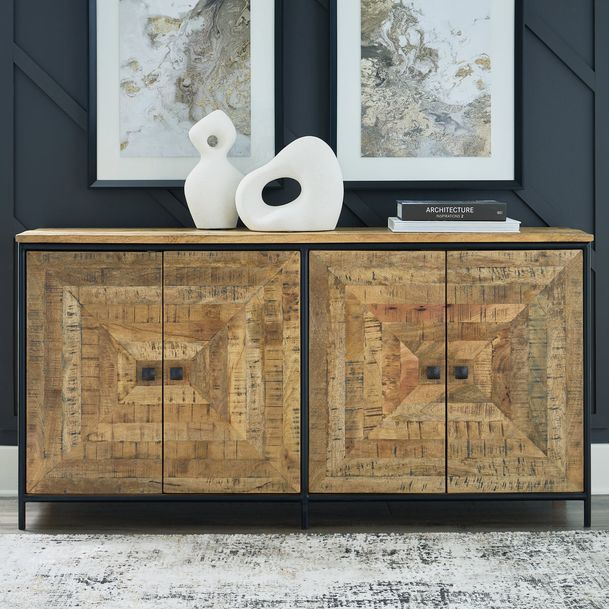 3 Brothers Decor - Ashley Furniture - Camney Accent Cabinet - Accent Cabinet / Brown/Black - A4000581
