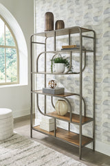 3 Brothers Decor - Ashley Furniture - Jaddon Bookcase - Bookcase / Brown/Antique Silver - A4000587