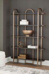 3 Brothers Decor - Ashley Furniture - Brentmour Bookcase - Bookcase / Brown/Gold Finish - A4000589