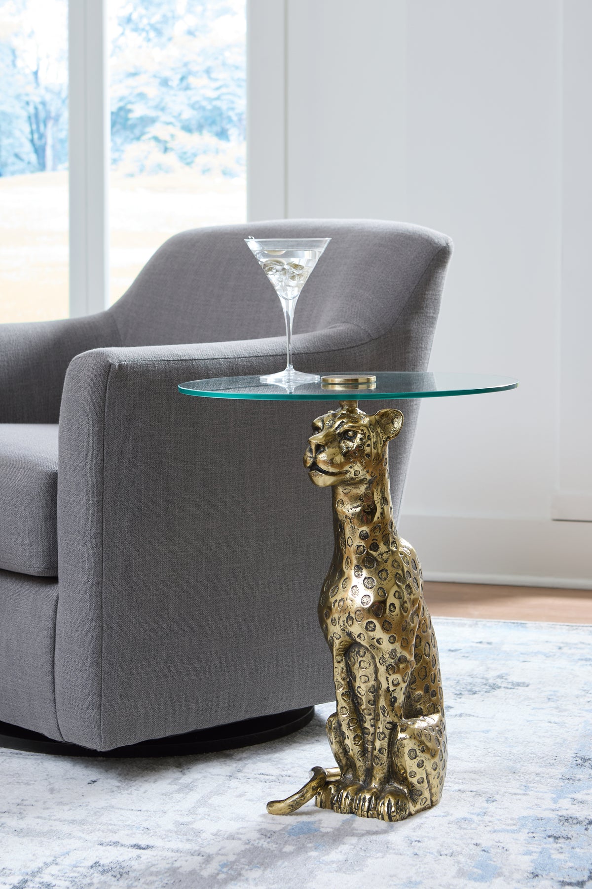 3 Brothers Decor - Ashley Furniture - Vallain Accent Table - Accent Table / Antique Gold Finish - A4000605