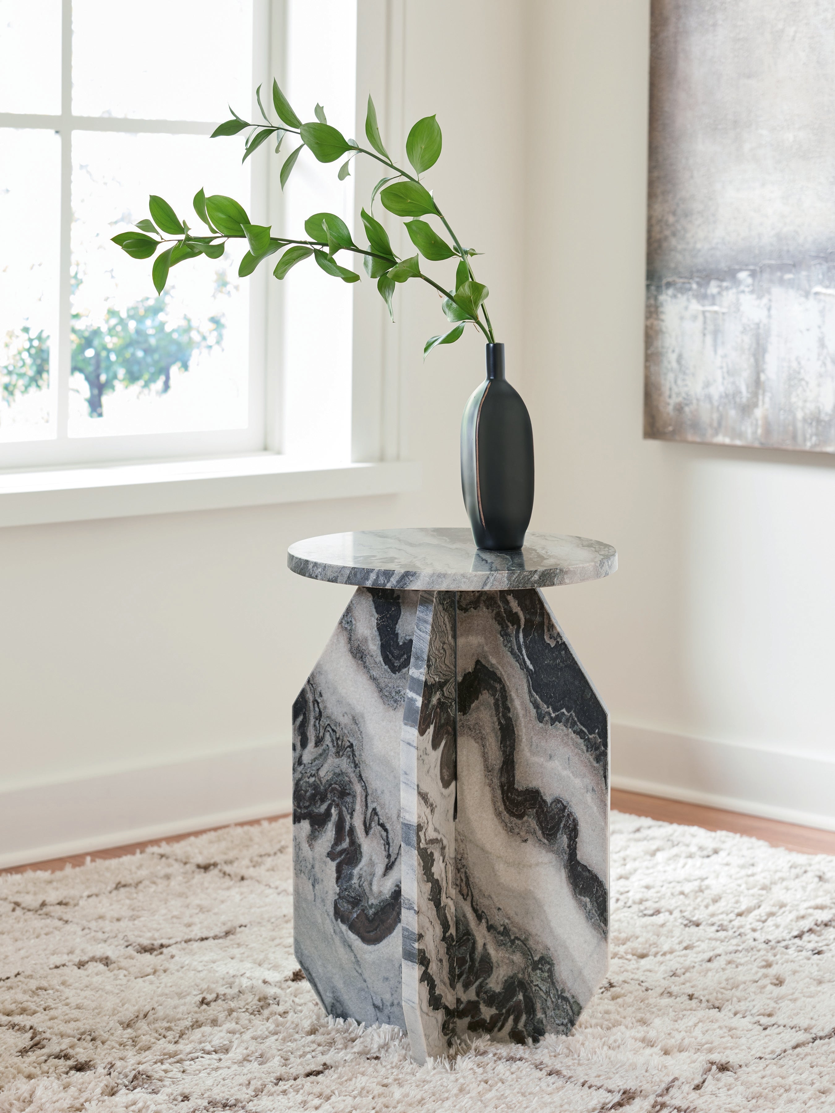 3 Brothers Decor - Ashley Furniture - Wrenlane Accent Table - Accent Table / Black/White/Taupe - A4000646