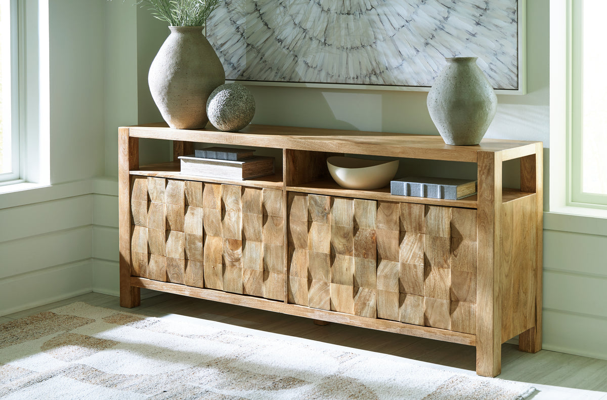 3 Brothers Decor - Ashley Furniture - Hudwick Accent Cabinet - Accent Cabinet / Natural Brown - A4000672