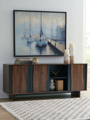 3 Brothers Decor - Ashley Furniture - Welby Accent Cabinet - Accent Cabinet / Brown/Charcoal - A4000679