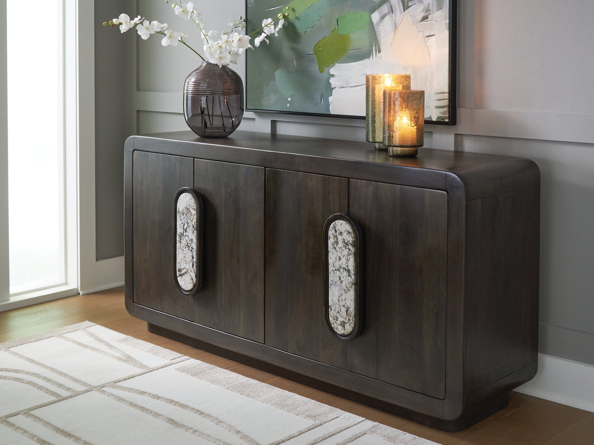 3 Brothers Decor - Ashley Furniture - Elliston Accent Cabinet - Accent Cabinet / Espresso Brown - A4000683