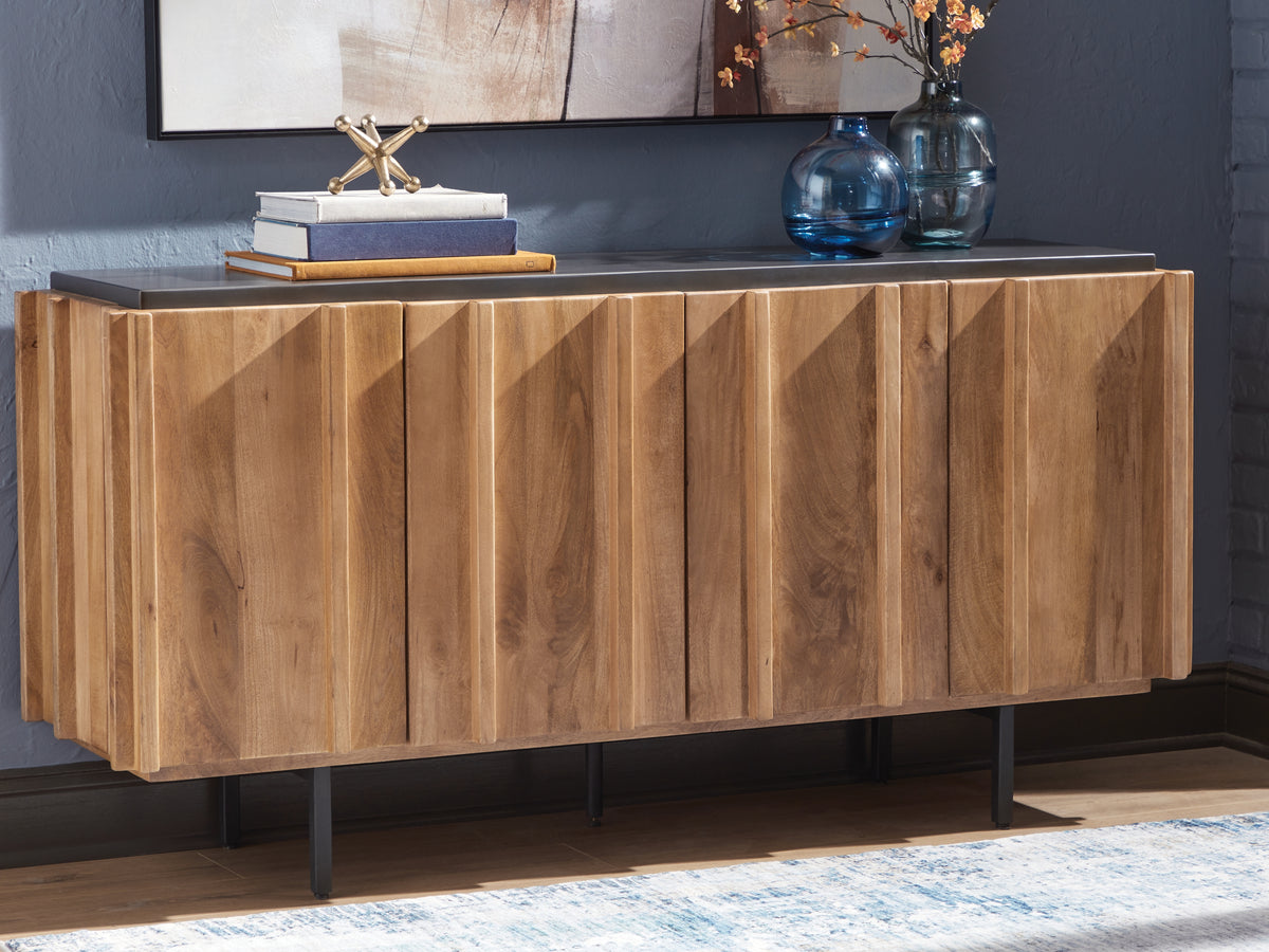 3 Brothers Decor - Ashley Furniture - Quintavious Accent Cabinet - Accent Cabinet / Brown/Charcoal - A4000685