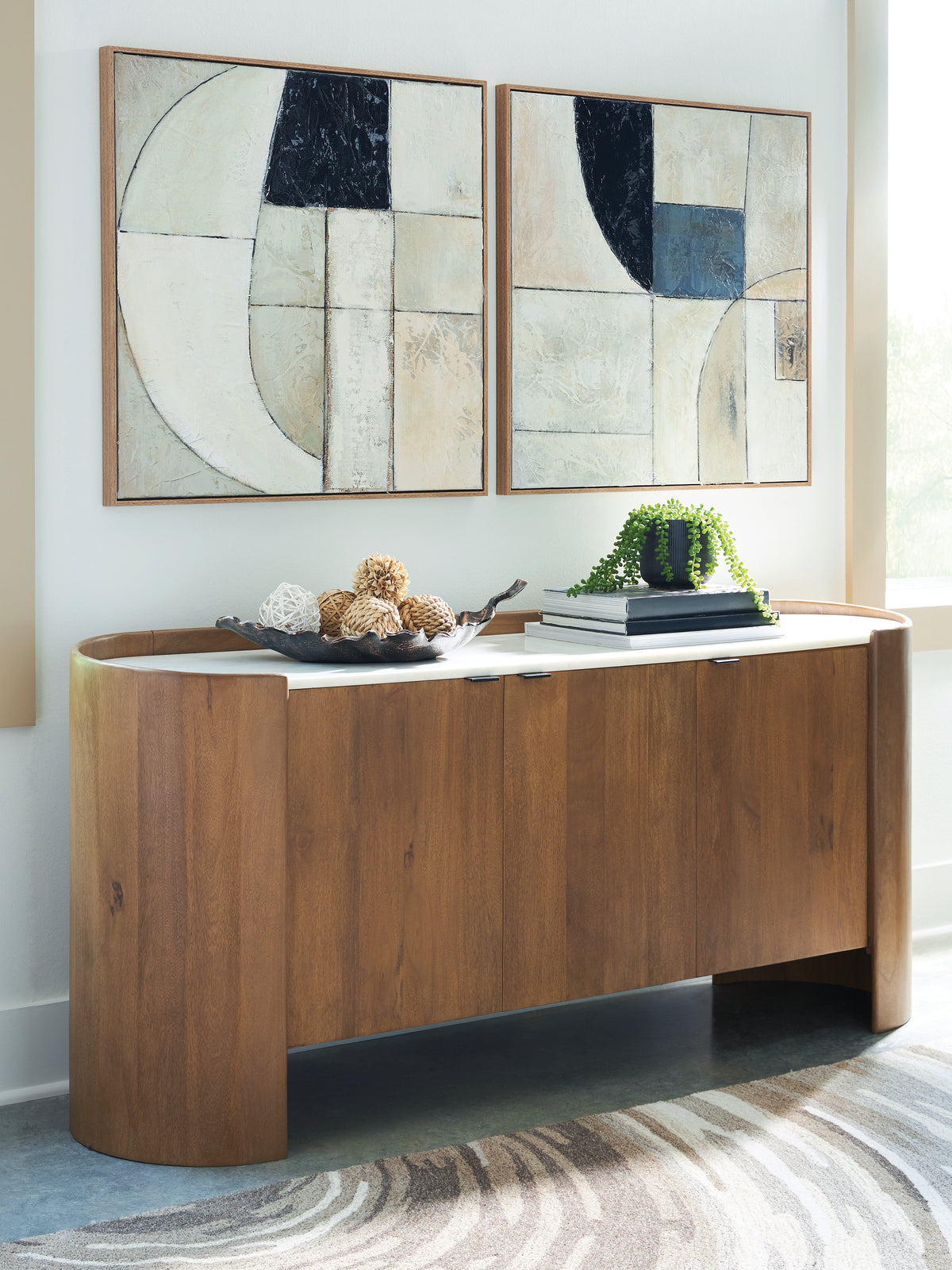 3 Brothers Decor - Ashley Furniture - Fitzroy Accent Cabinet - Accent Cabinet / Brown/White - A4000688