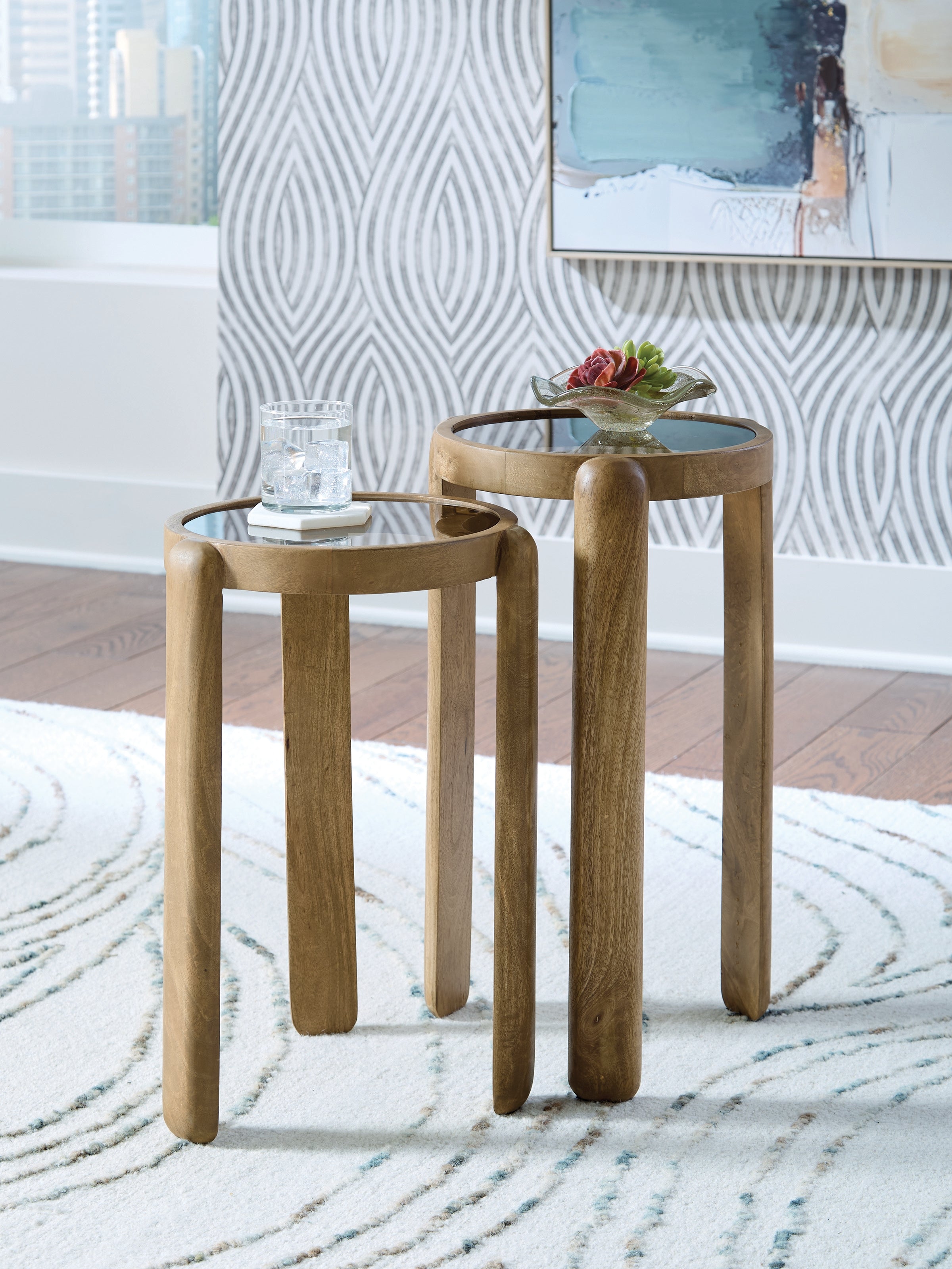 3 Brothers Decor - Ashley Furniture - Jossor Accent Table (Set of 2) - Accent Table Set (Set of 2) / Light Brown - A4000726