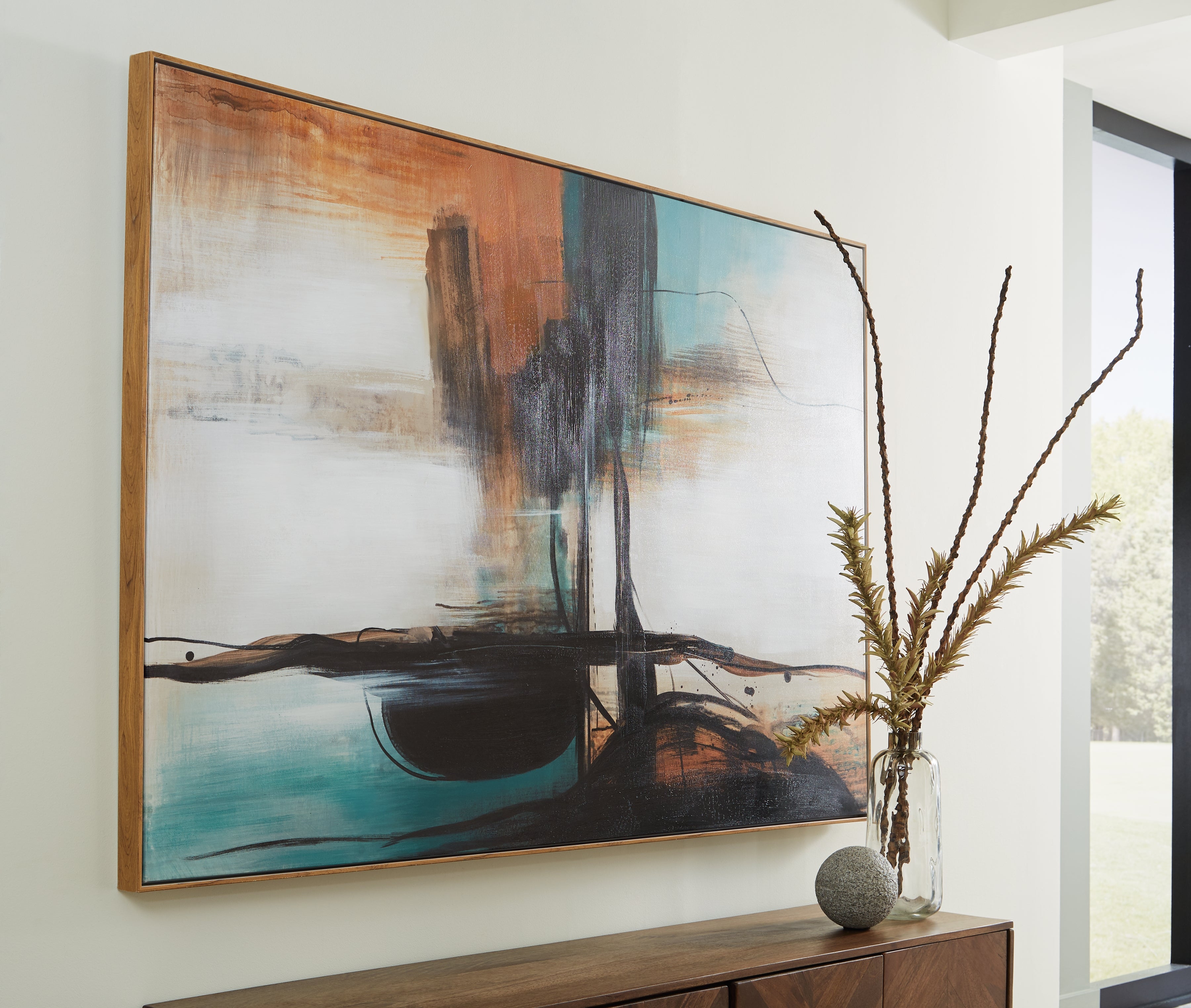 3 Brothers Decor - Ashley Furniture - Brunonia Wall Decor - Wall Art / Teal/Orange/Black - A8000337