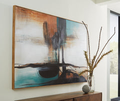 3 Brothers Decor - Ashley Furniture - Brunonia Wall Decor - Wall Art / Teal/Orange/Black - A8000337