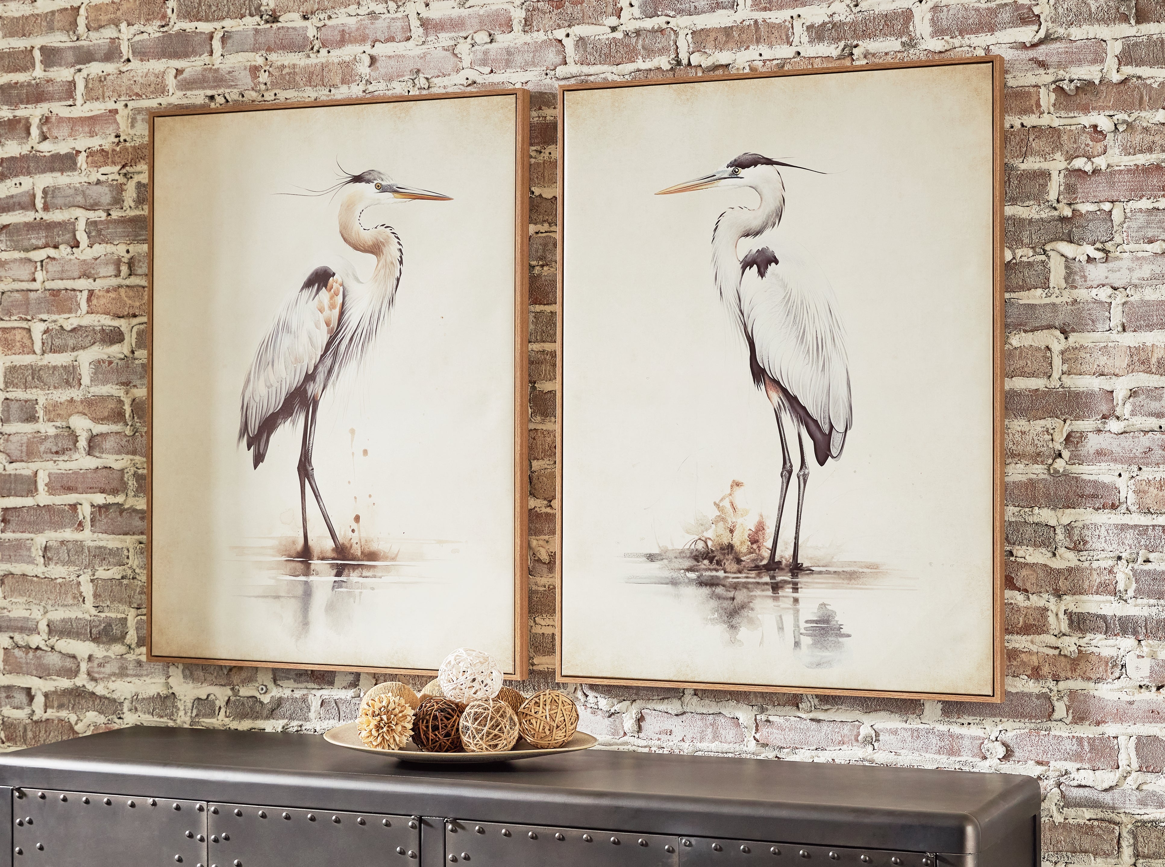 3 Brothers Decor - Ashley Furniture - Aubinell Wall Decor - Wall Art Set (Set of 2) / Beige - A8000414
