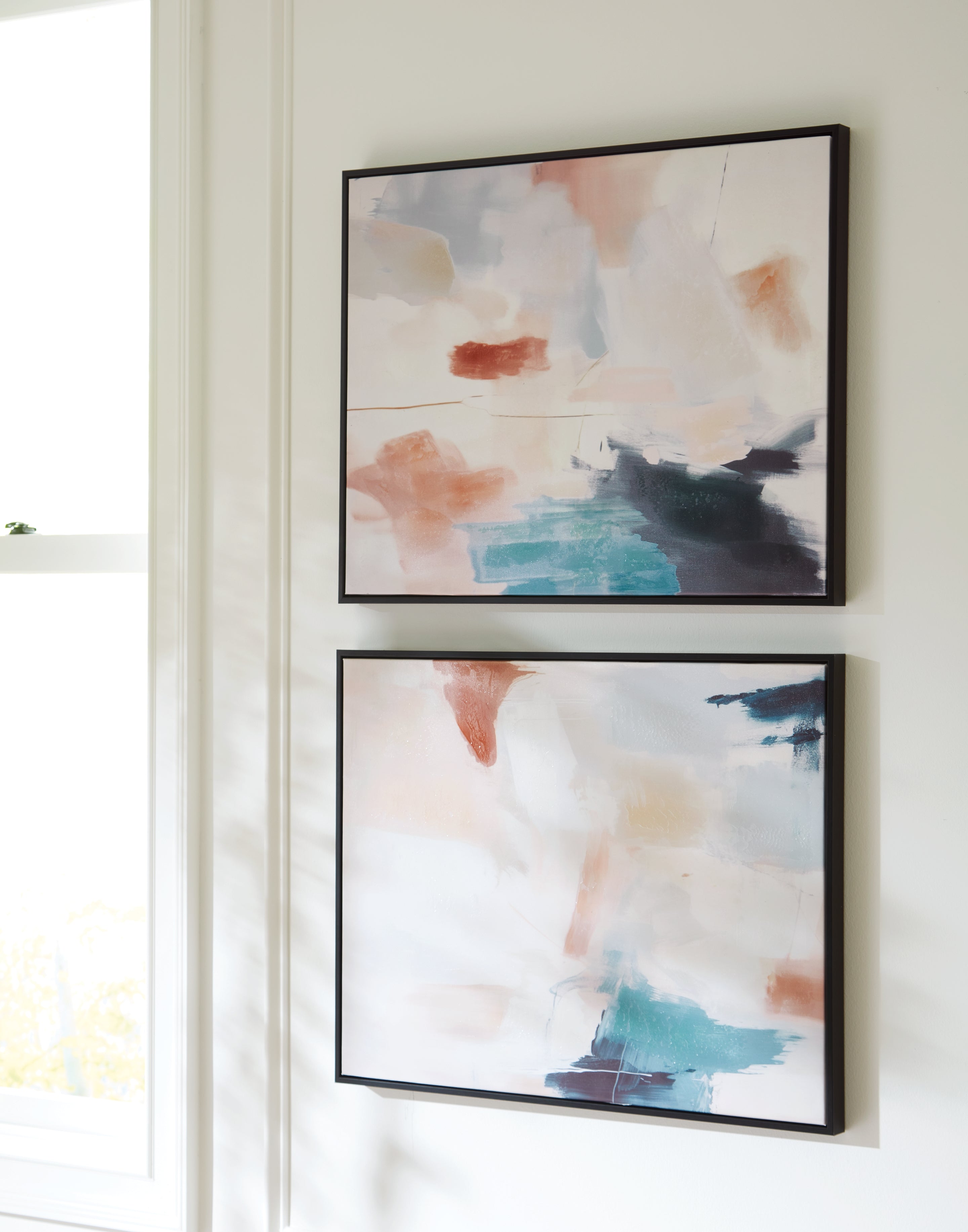 3 Brothers Decor - Ashley Furniture - Caldish Wall Decor - Wall Art Set (Set of 2) / Blue/White/Pink - A8000415