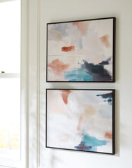 3 Brothers Decor - Ashley Furniture - Caldish Wall Decor - Wall Art Set (Set of 2) / Blue/White/Pink - A8000415