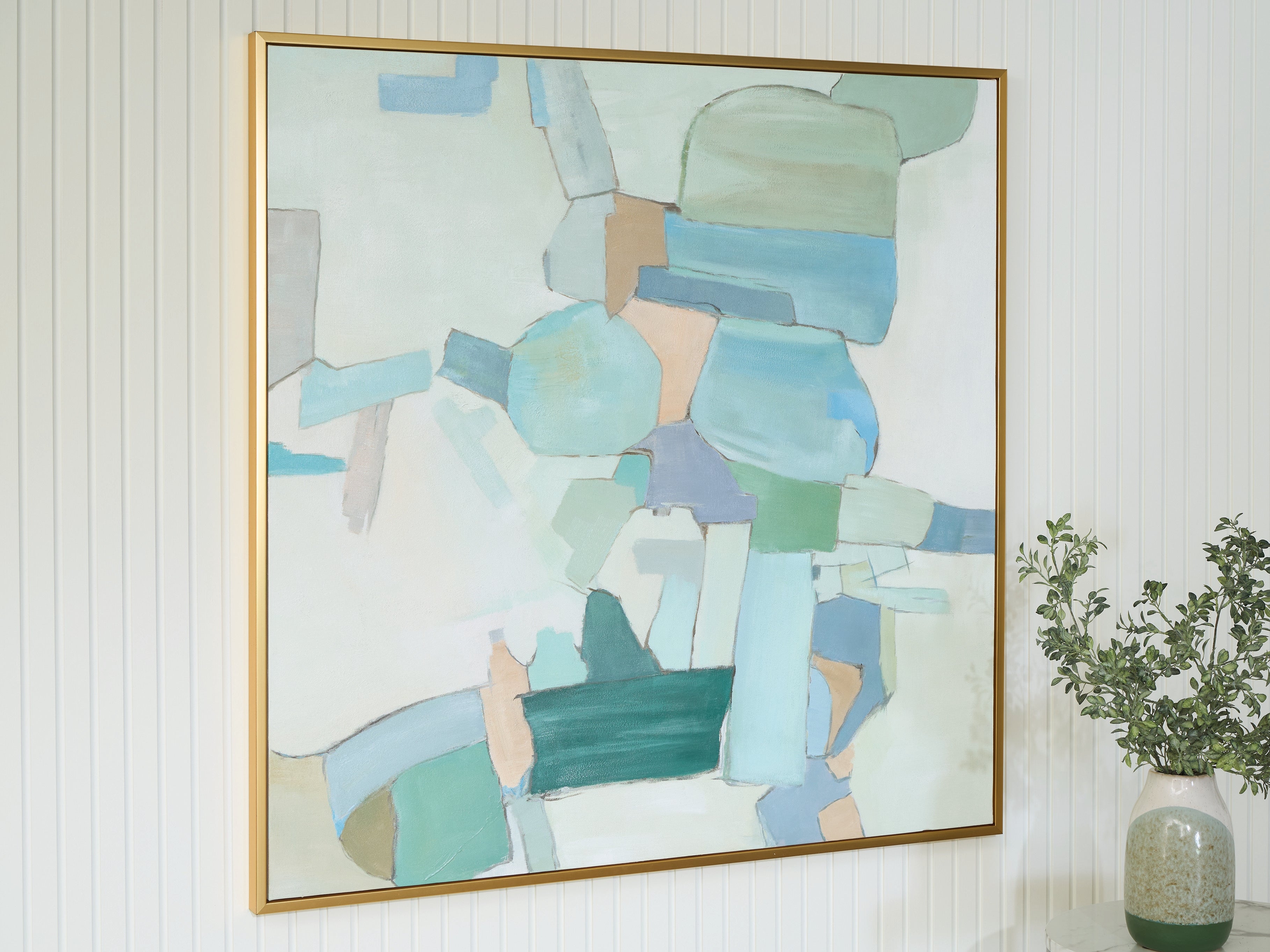 3 Brothers Decor - Ashley Furniture - Wynburn Wall Decor - Wall Art / White/Blue/Green - A8000442