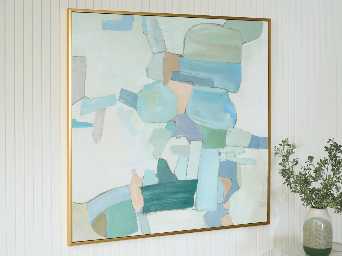 3 Brothers Decor - Ashley Furniture - Wynburn Wall Decor - Wall Art / White/Blue/Green - A8000442