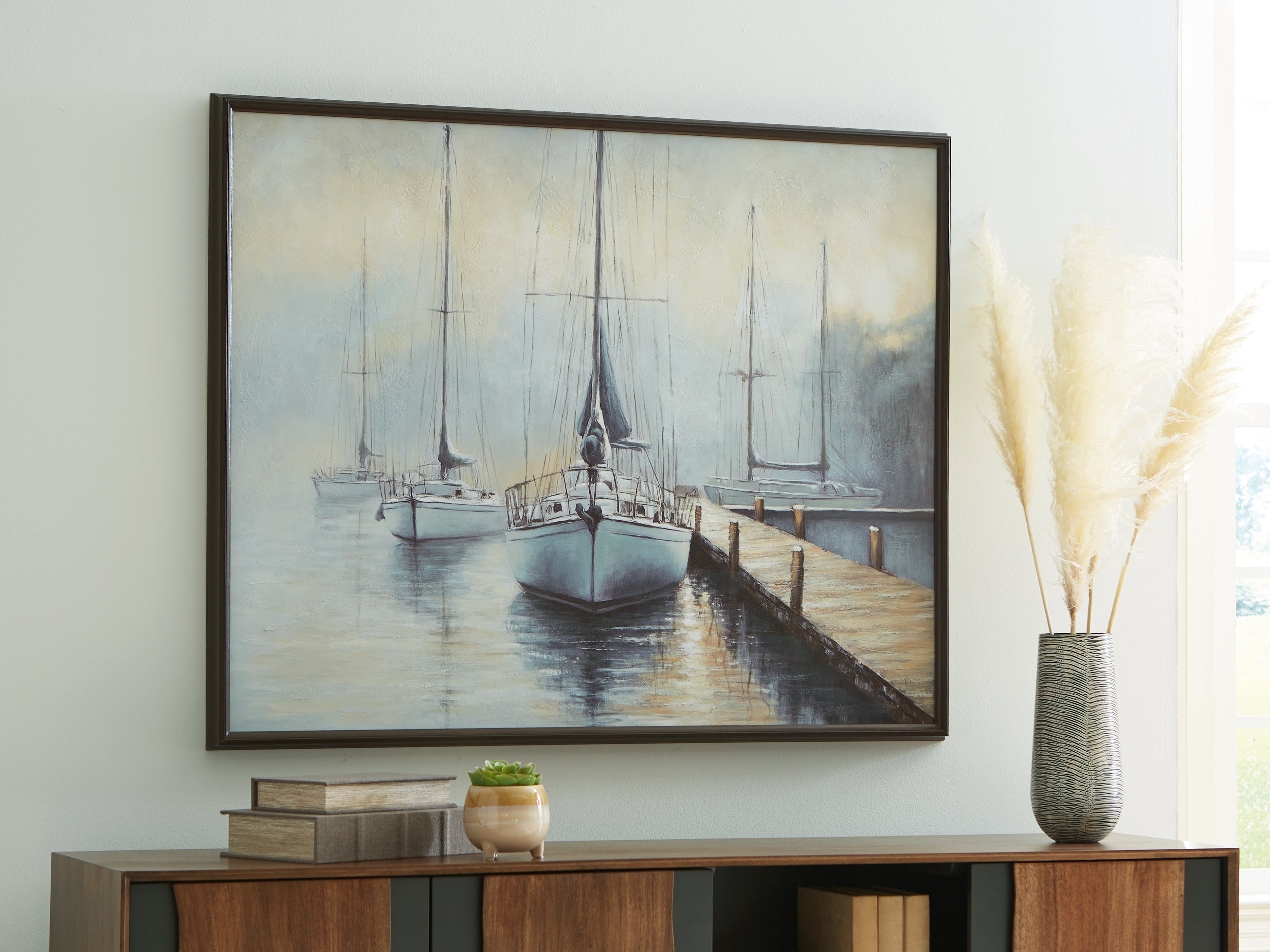3 Brothers Decor - Ashley Furniture - Worthney Wall Decor - Wall Art / Blue/White/Brown - A8000457