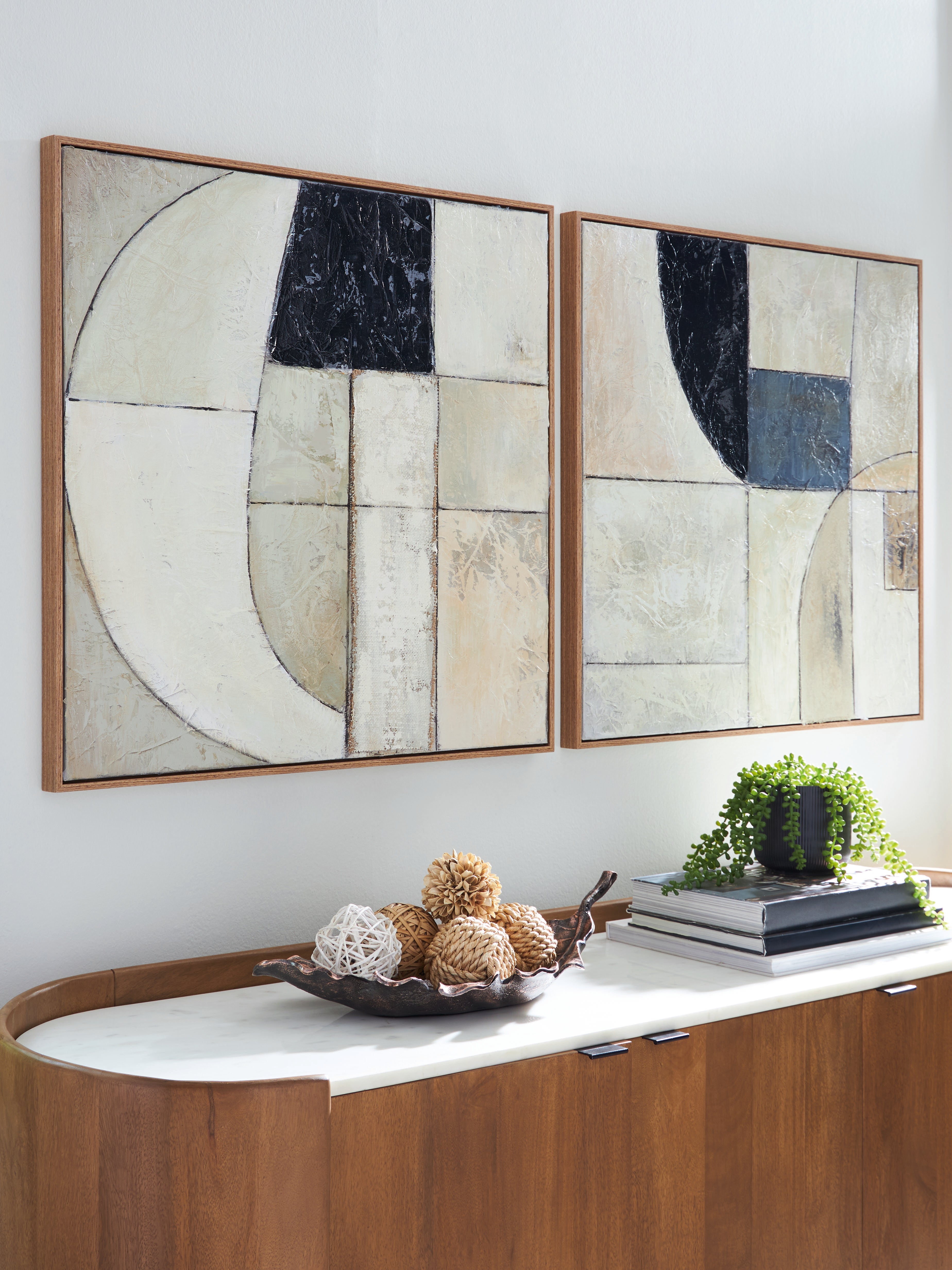 3 Brothers Decor - Ashley Furniture - Bexlen Wall Decor - Wall Art Set (Set of 2) / Tan/Taupe/Black - A8000498