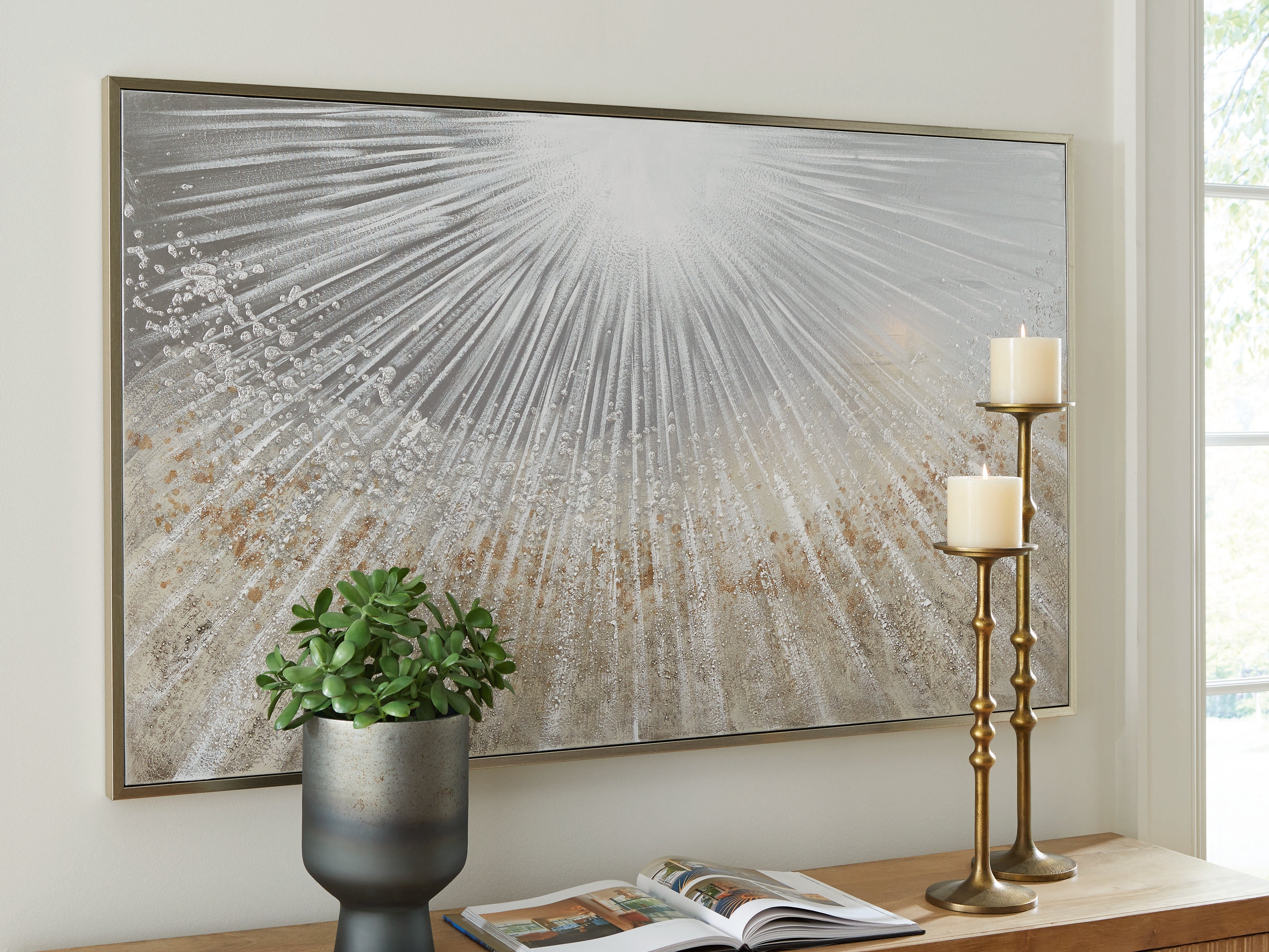 3 Brothers Decor - Ashley Furniture - Waldard Wall Decor - Wall Art / Gray/Taupe/White - A8000501