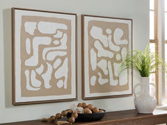 3 Brothers Decor - Ashley Furniture - Waldett Wall Decor - Wall Art Set (Set of 2) / Beige/White - A8000503